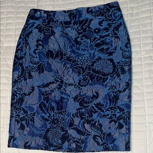 Elegant Ann Taylor Blue Floral Pencil Skirt